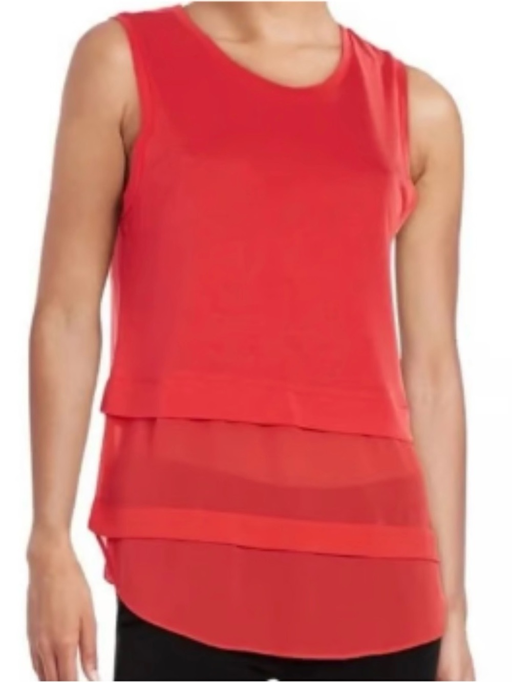 MICHAEL Michael Kors Geranium Tiered Mixed Media Orange Sleeveless Tank Top